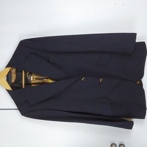 Cortfiel Mens Navy Blue Stunning Suit Coat Vintage Brass buttons Spain Sz.40L